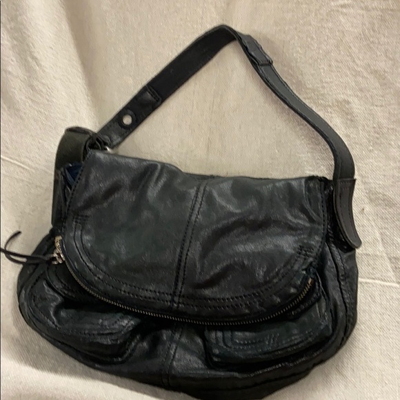 Lucky Brand Handbags - Lucky Brand Black Lamb Leather Saddle Bag